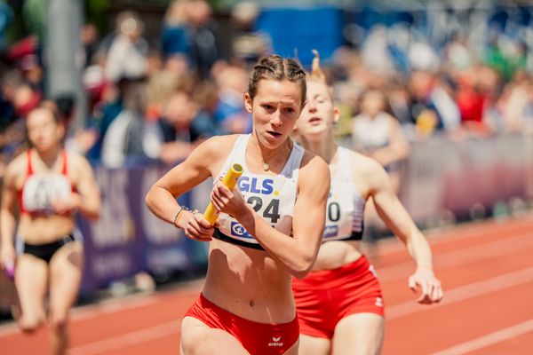 Sabrina Heil (StG Team Sachsen-Anhalt), Justine Wehner (StG Team Sachsen-Anhalt) am 29.05.2022 waehrend der Deutschen Meisterschaften Langstaffel im Otto-Schott-Sportzentrum in Mainz